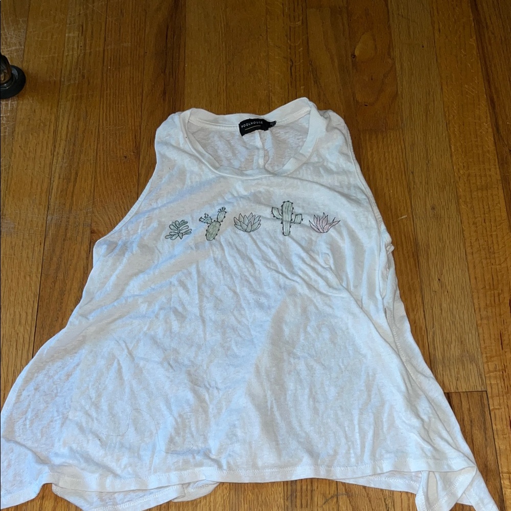 White Cactus Graphic Tank Top